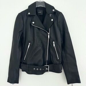 LTH JKT Black Leather Moto Biker Jacket Coat Fall Classic Punk Size XS